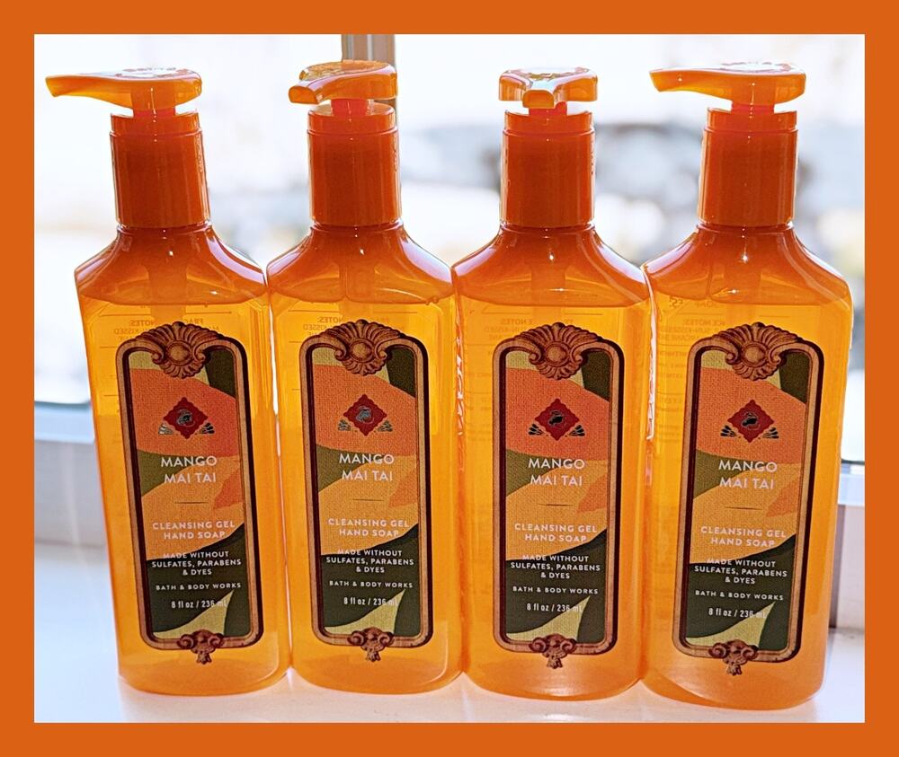 Bath & Body Works Mango Mai Tai 8 fl oz Cleansing Gel Hand Soap x4